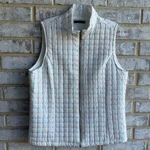 For Cynthia Sleeveless Full Zip Front White Quilted Vest Women's Size M